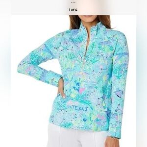 NWT Lilly Pulitzer Skipper Popover in Bayside Blue, Lilly Loves Texas, Sz M